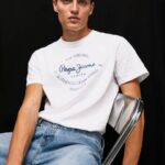 muškarci bijela pamučna majica s otisnutim logotipom Pepe Jeans JZ8H921