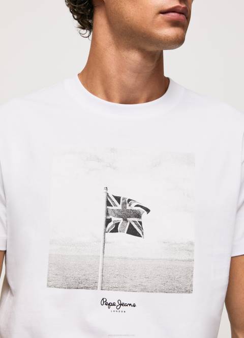 muškarci bijela pamučna majica sa zastavom union jack Pepe Jeans JZ8H945 - Slika 3