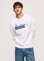 muškarci bijela pamučni džemper sa zaobljenim ovratnikom Pepe Jeans JZ8H877