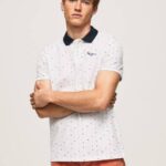 muškarci bijela polo majica s printom na cijeloj površini Pepe Jeans JZ8H1094