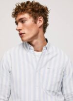 muškarci bjelilo plavo lucius tanka prugasta oxford košulja Pepe Jeans JZ8H1026 - Slika 5