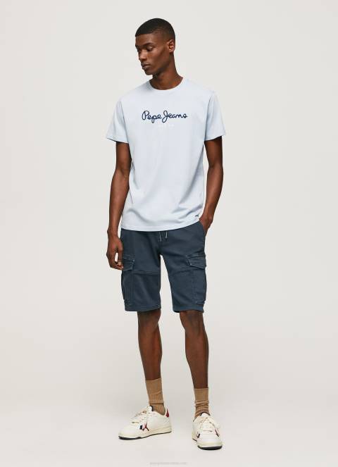 muškarci bjelilo plavo pamučna majica s otisnutim logotipom Pepe Jeans JZ8H933 - Slika 2