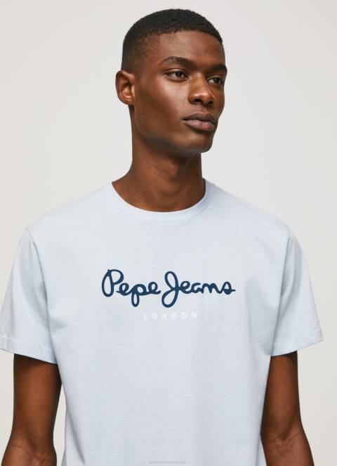 muškarci bjelilo plavo pamučna majica s otisnutim logotipom Pepe Jeans JZ8H933 - Slika 3