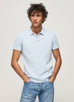 muškarci bjelilo plavo pike polo majica s izvezenim logotipom Pepe Jeans JZ8H1096