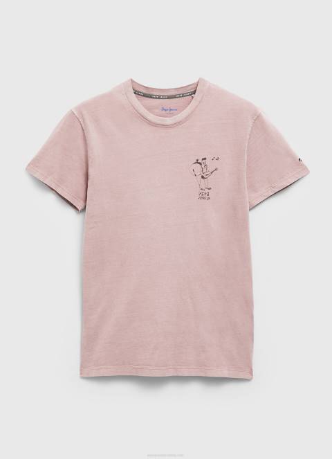 muškarci bjelilo ružičasto isprana i ofarbana pamučna majica Pepe Jeans JZ8H928 - Slika 5