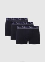 muškarci crno 3 pakiranja rastezljivih pamučnih bokserica Pepe Jeans JZ8H1161