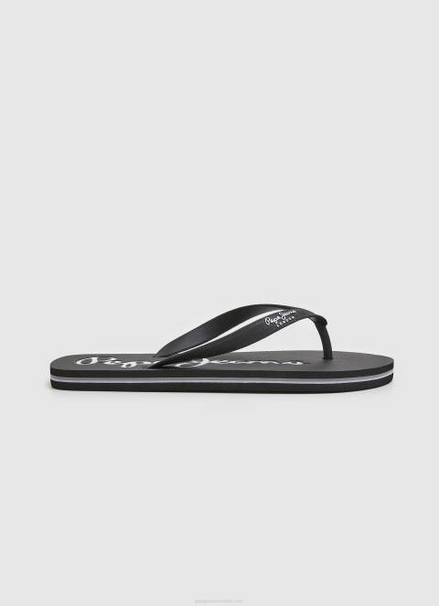 muškarci crno bay beach osnovne japanke za plažu Pepe Jeans JZ8H1265 - Slika 1