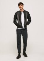 muškarci crno janjeća kožna biciklistička jakna Pepe Jeans JZ8H835 - Slika 2