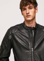 muškarci crno janjeća kožna biciklistička jakna Pepe Jeans JZ8H835 - Slika 3