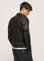 muškarci crno janjeća kožna biciklistička jakna Pepe Jeans JZ8H835 - Slika 5