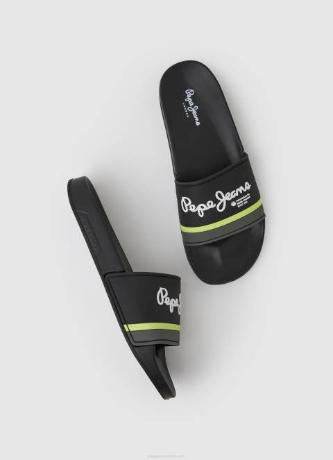 muškarci crno slider portobello japanke za plažu Pepe Jeans JZ8H1261 - Slika 2