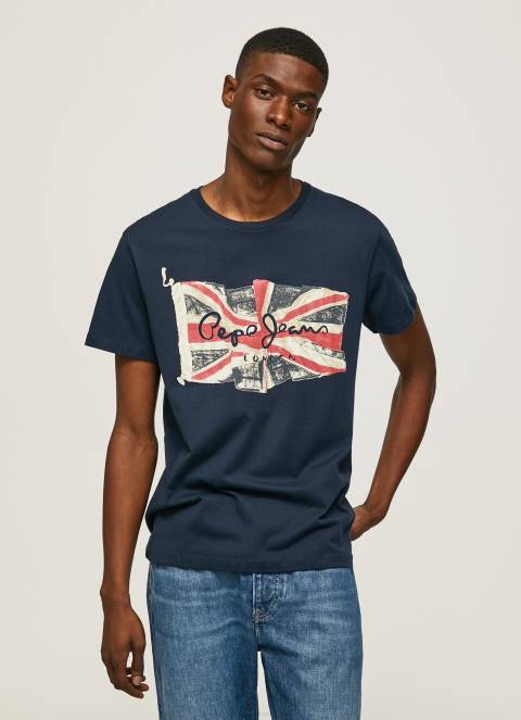 muškarci dulwich logotip zastave i majica s vijorećom zastavom Pepe Jeans JZ8H935 - Slika 3