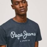 muškarci indigo majica s otisnutim logotipom essentialenim n Pepe Jeans JZ8H1015