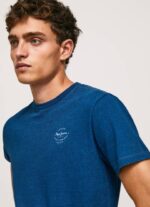 muškarci indigo pamučna majica s otisnutim logotipom Pepe Jeans JZ8H968