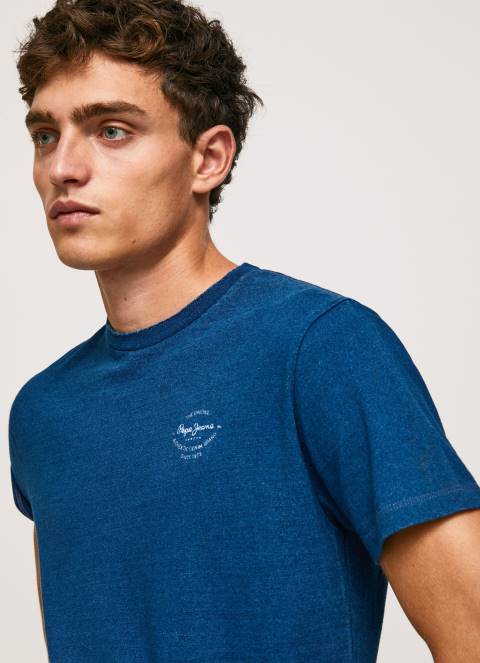 muškarci indigo pamučna majica s otisnutim logotipom Pepe Jeans JZ8H968 - Slika 1