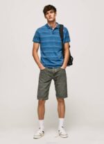 muškarci indigo pamučna polo majica s prugastim printom Pepe Jeans JZ8H1083 - Slika 2