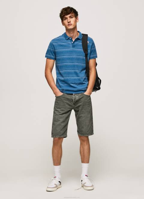 muškarci indigo pamučna polo majica s prugastim printom Pepe Jeans JZ8H1083 - Slika 2