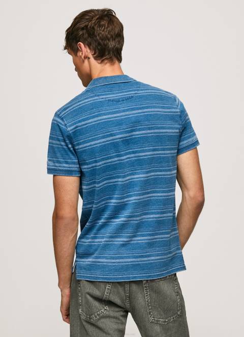 muškarci indigo pamučna polo majica s prugastim printom Pepe Jeans JZ8H1083 - Slika 4