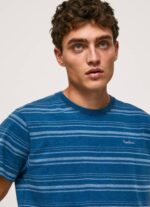 muškarci indigo prugasta pamučna majica s printom Pepe Jeans JZ8H966