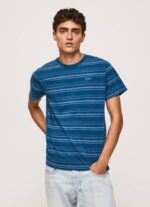 muškarci indigo prugasta pamučna majica s printom Pepe Jeans JZ8H966 - Slika 3