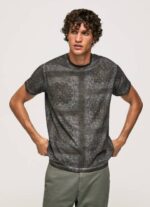 muškarci isprano crno pamučna majica s printom bandana Pepe Jeans JZ8H937