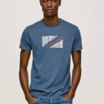 muškarci jarman majica s printom mramornog logotipa Pepe Jeans JZ8H986
