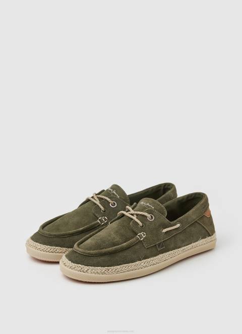 muškarci kaki zelena čamac tenisice od brušene kože Pepe Jeans JZ8H1192 - Slika 4