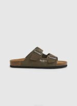 muškarci kaki zelena sandale od bio brušene kože Pepe Jeans JZ8H1278