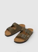 muškarci kaki zelena sandale od bio brušene kože Pepe Jeans JZ8H1278 - Slika 3
