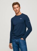 muškarci mornarica pamučna majica dugih rukava Pepe Jeans JZ8H1009