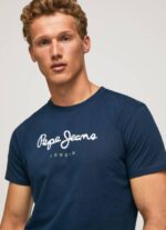 muškarci mornarica pamučna majica s otisnutim logotipom Pepe Jeans JZ8H999 - Slika 3