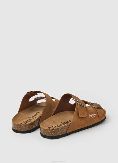 muškarci preplanuli ten sandale od bio brušene kože Pepe Jeans JZ8H1273 - Slika 4