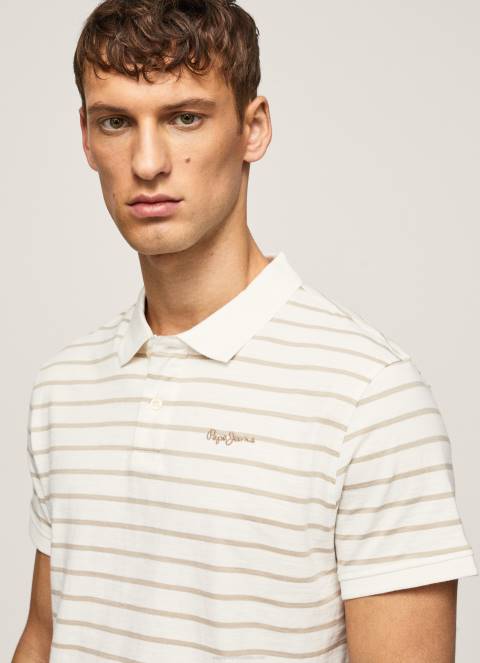 muškarci prljavo bijelo polo majica s prugastim printom Pepe Jeans JZ8H1092 - Slika 3