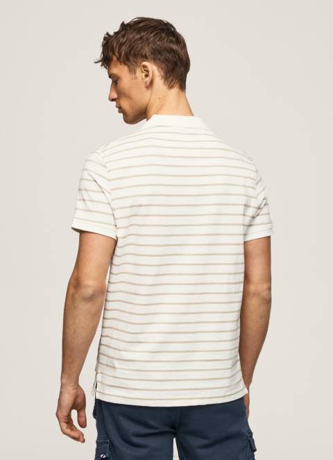 muškarci prljavo bijelo polo majica s prugastim printom Pepe Jeans JZ8H1092 - Slika 4