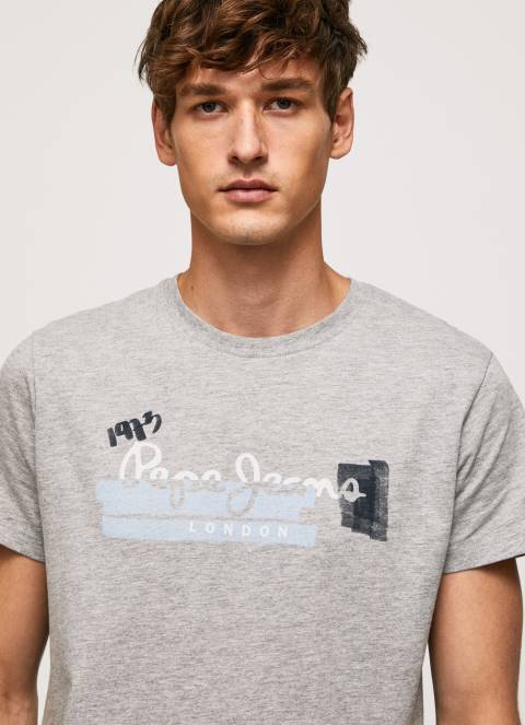 muškarci sivi lapor pamučna majica s logotipom kistova Pepe Jeans JZ8H931 - Slika 1