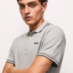 muškarci sivi lapor pike polo majica s izvezenim logotipom Pepe Jeans JZ8H1077