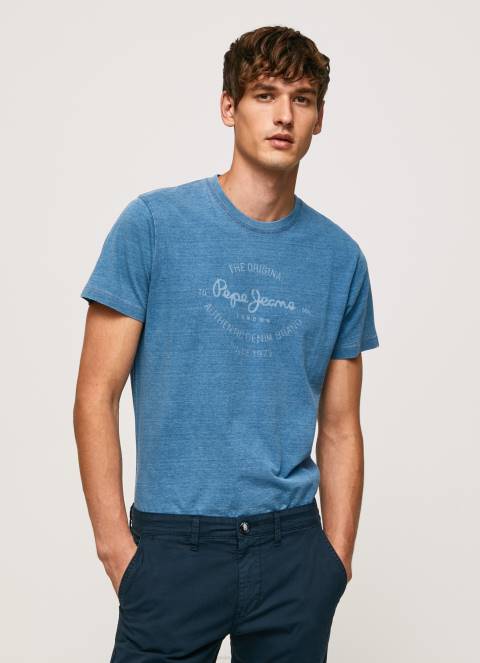 muškarci svijetlo plava pamučna majica s otisnutim logotipom Pepe Jeans JZ8H967 - Slika 3