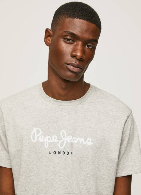 muškarci svijetlosivi lapor pamučna majica s otisnutim logotipom Pepe Jeans JZ8H918 - Slika 1