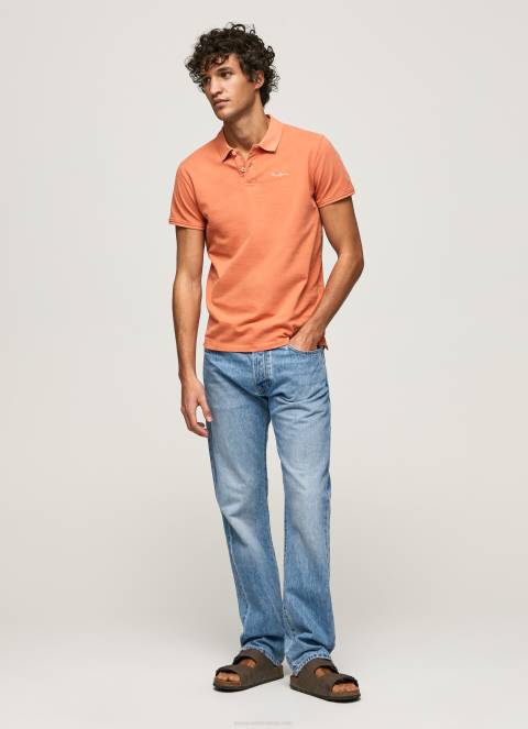 muškarci tikvica naranča pike polo majica s izvezenim logotipom Pepe Jeans JZ8H1095 - Slika 2