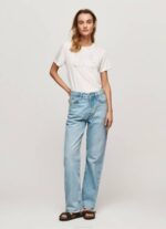 žene bijela majica kratkih rukava s logotipom od štrasa Pepe Jeans JZ8H451 - Slika 2