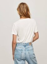žene bijela majica kratkih rukava s logotipom od štrasa Pepe Jeans JZ8H451 - Slika 4