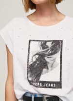 žene bijela majica s printom fotografija Pepe Jeans JZ8H387 - Slika 3