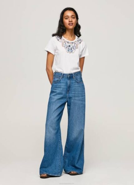 žene bijela majica s vezanim ovratnikom Pepe Jeans JZ8H449