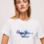 žene bijela pamučna majica s gradijentnim logotipom Pepe Jeans JZ8H421