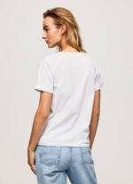 žene bijela pamučna majica s gradijentnim logotipom Pepe Jeans JZ8H421 - Slika 4
