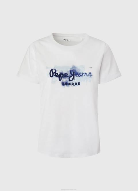 žene bijela pamučna majica s gradijentnim logotipom Pepe Jeans JZ8H421 - Slika 5