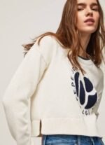 žene bijela pamučni jersey s printom logotipa Pepe Jeans JZ8H253