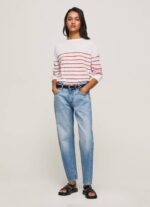 žene bijela pamučni jersey s prugastim printom Pepe Jeans JZ8H238