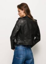 žene crno biciklistička jakna s epalulama na ramenima Pepe Jeans JZ8H116 - Slika 4