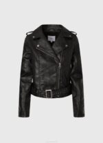 žene crno biciklistička jakna s epalulama na ramenima Pepe Jeans JZ8H116 - Slika 5